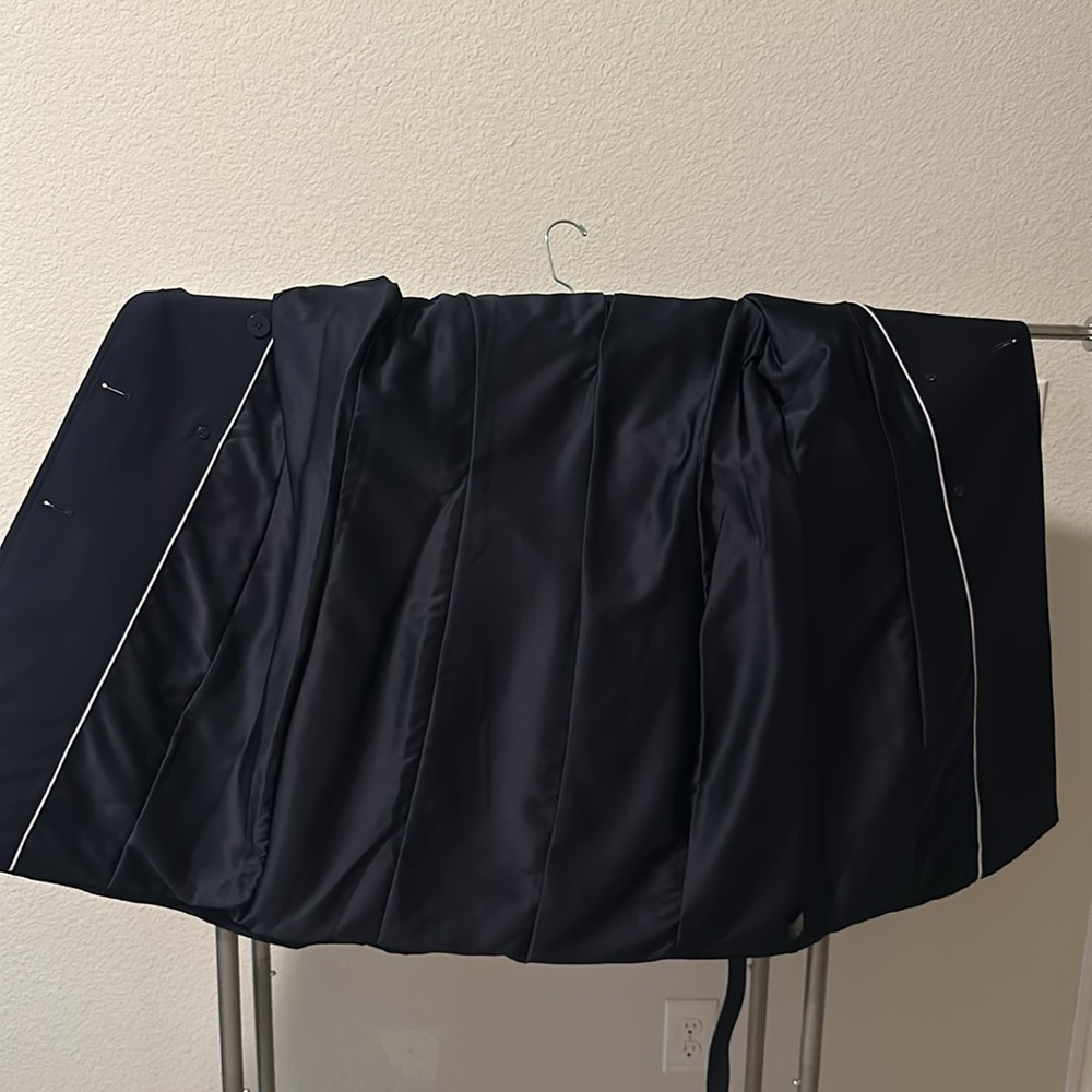 Antonio Melani Navy Blue Trench Coat, Size L - Picture 8 of 9